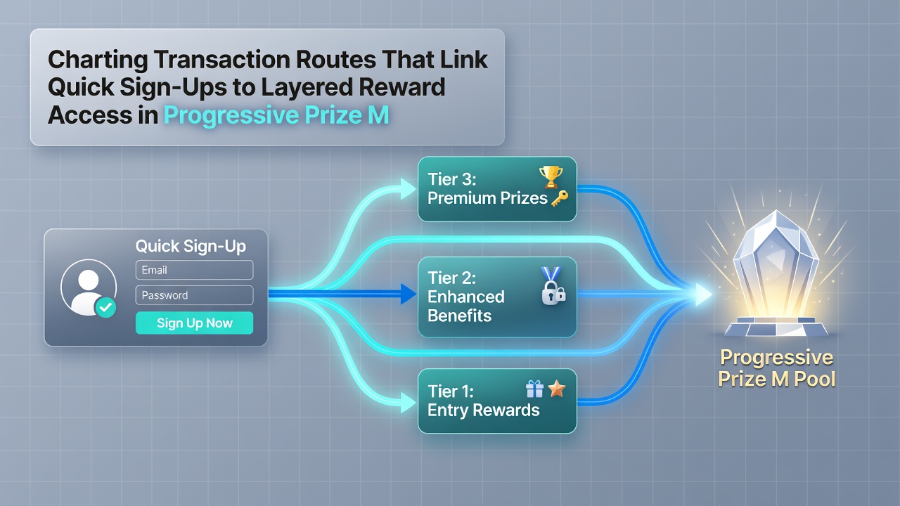 Illustration of mobile transaction routes feeding into progressive jackpot reward layers