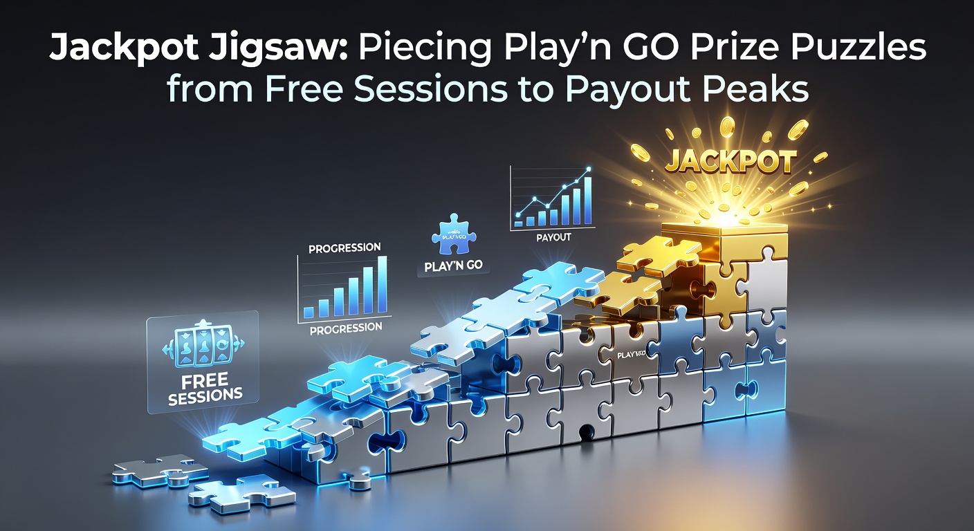 Exploded view of a Play'n GO jackpot puzzle, showing interconnected bonus features, progressive meters, and payout explosions from a demo-to-real progression