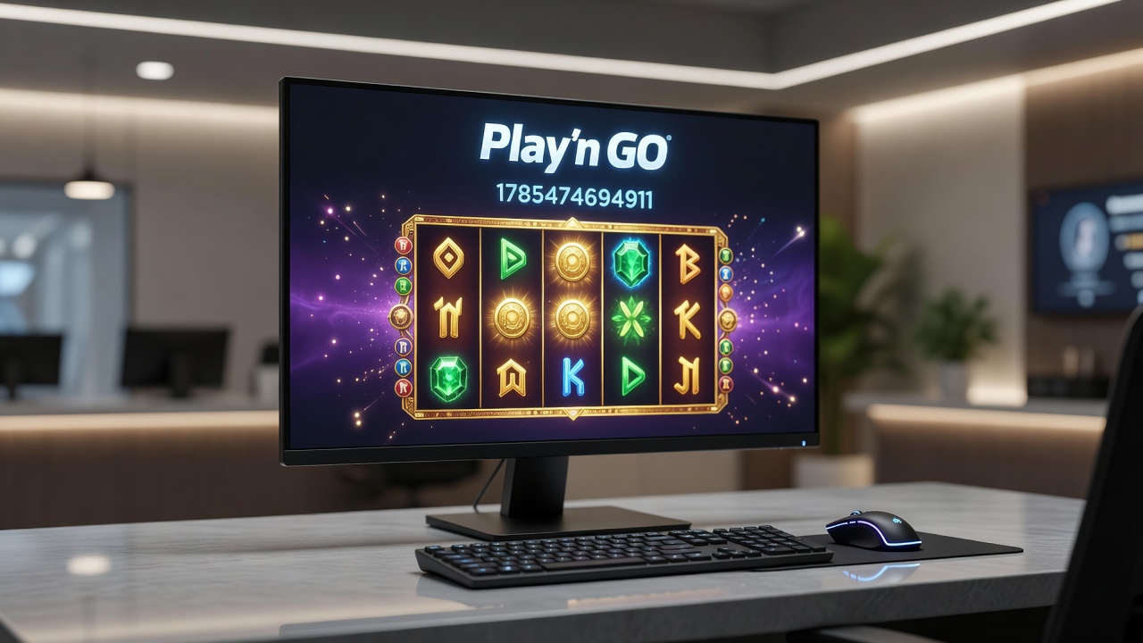 Close-up view of Play'n GO slot reels showing thematic symbols and bonus indicators during gameplay